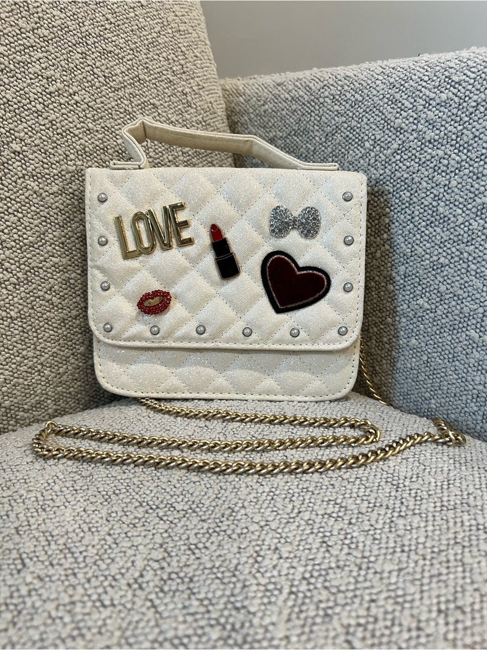 The Children's Place Cream Quilted Crossbody with Patch Accents